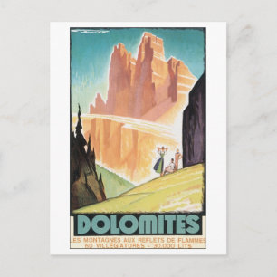 Dolomites Vintage Travel Poster Postkarte