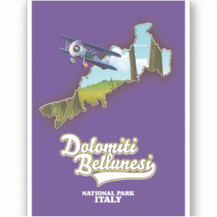 Dolomiti Bellunesi Italien Nationalpark Karte Aufkleber