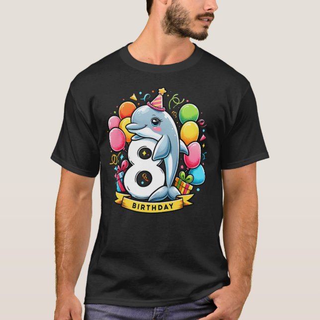 Dolphin 8th birthday boy girl 8 years old eight Do T-Shirt (Vorderseite)