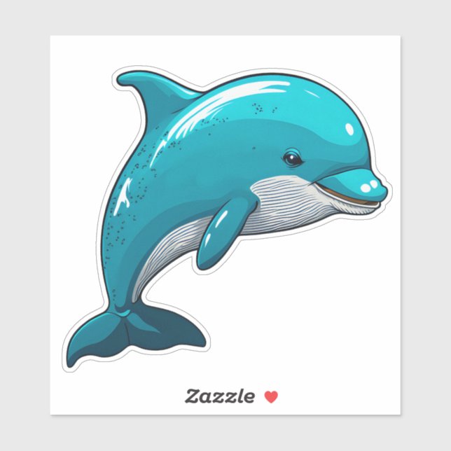 Dolphin adorable blue sea animal aufkleber (Blatt)