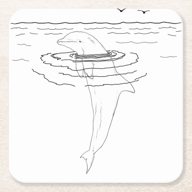 Dolphin Adult Coloring Paper Untersetzer (Vorderseite)