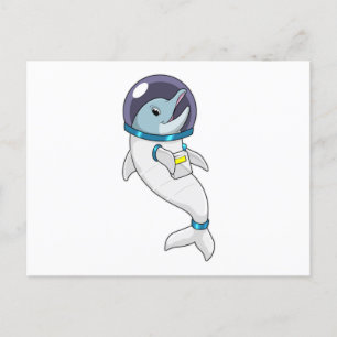 Dolphin als Astronaut in Kostüm Postkarte