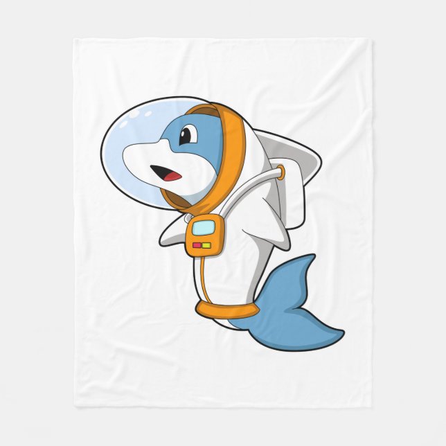 Dolphin als Astronaut mit Kostüm Fleecedecke (Vorderseite)