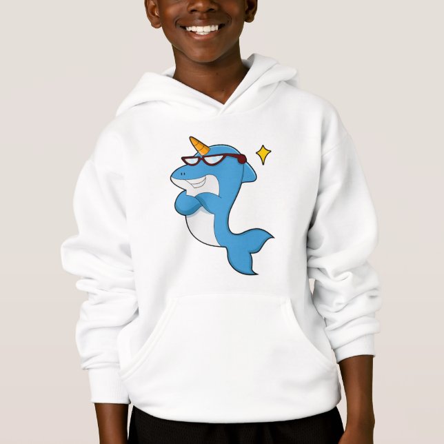 Dolphin als Einhorn mit Brille.PNG Hoodie (Vorderseite)