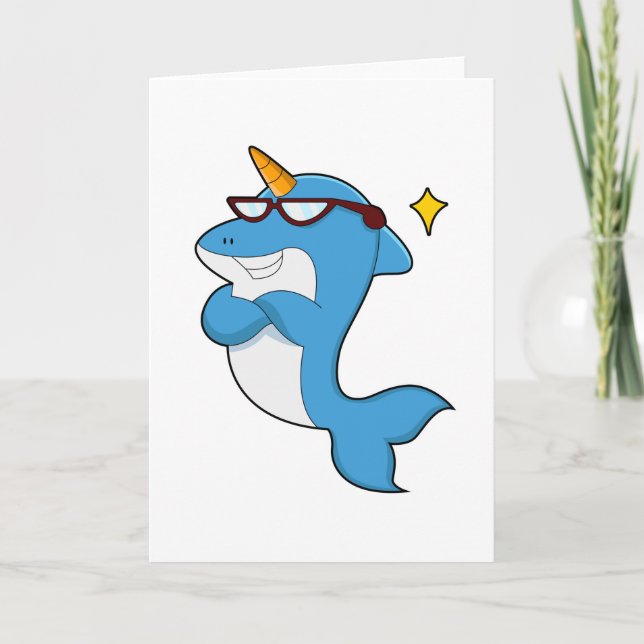 Dolphin als Einhorn mit Brille.PNG Karte (Vorderseite)