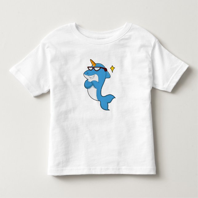 Dolphin als Einhorn mit Brille.PNG Kleinkind T-shirt (Vorderseite)