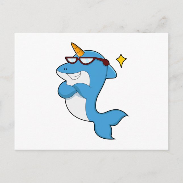 Dolphin als Einhorn mit Brille.PNG Postkarte (Vorderseite)