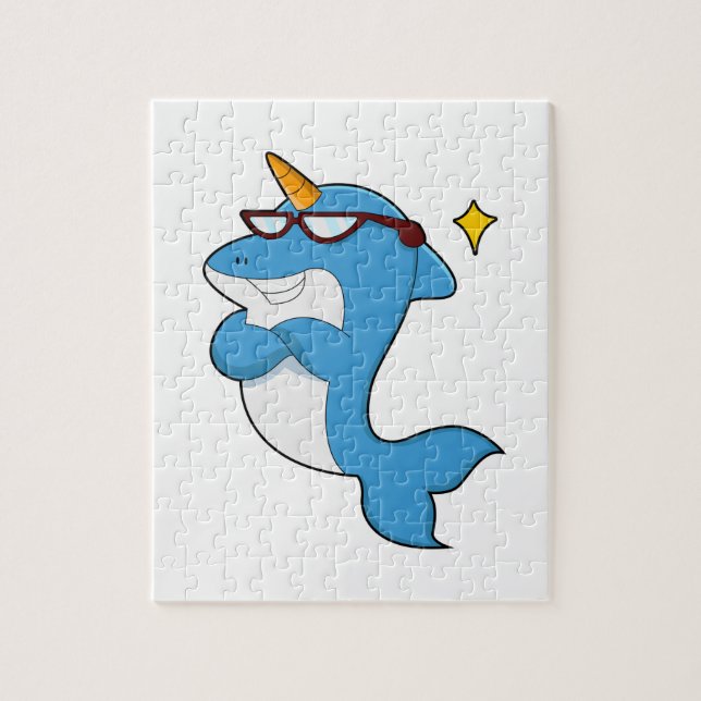Dolphin als Einhorn mit Brille.PNG Puzzle (Vertikal)
