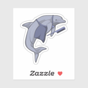 Dolphin als Friseur mit Kamm Aufkleber