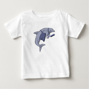 Dolphin als Friseur mit Kamm Baby T-shirt