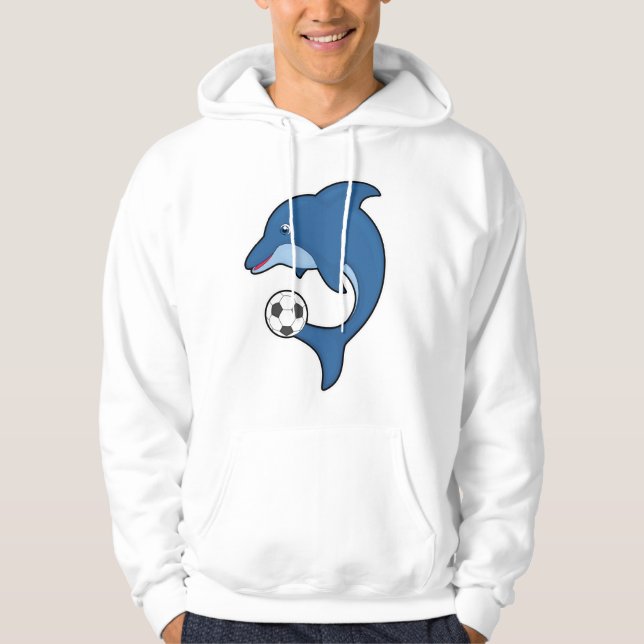 Dolphin als Fußballspieler mit Fußball Hoodie (Vorderseite)