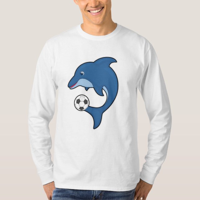 Dolphin als Fußballspieler mit Fußball T-Shirt (Vorderseite)