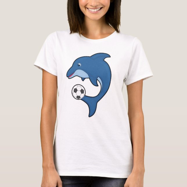 Dolphin als Fußballspieler mit Fußball T-Shirt (Vorderseite)