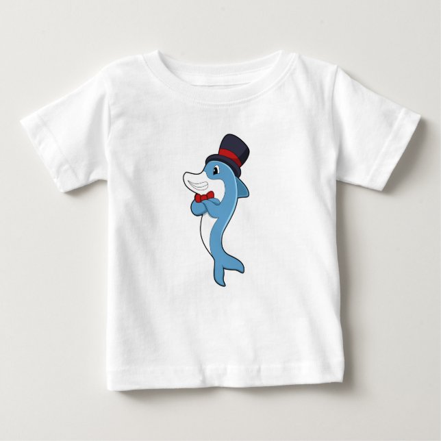 Dolphin als Gentleman mit Hat Baby T-shirt (Vorderseite)