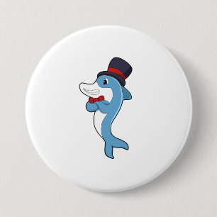Dolphin als Gentleman mit Hat Button