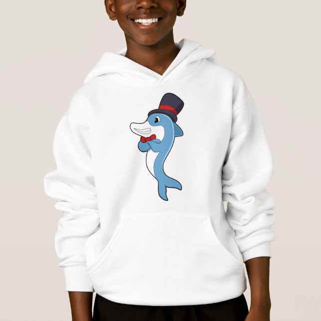 Dolphin als Gentleman mit Hat Hoodie (Vorderseite)