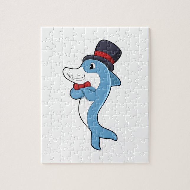 Dolphin als Gentleman mit Hat Puzzle (Vertikal)