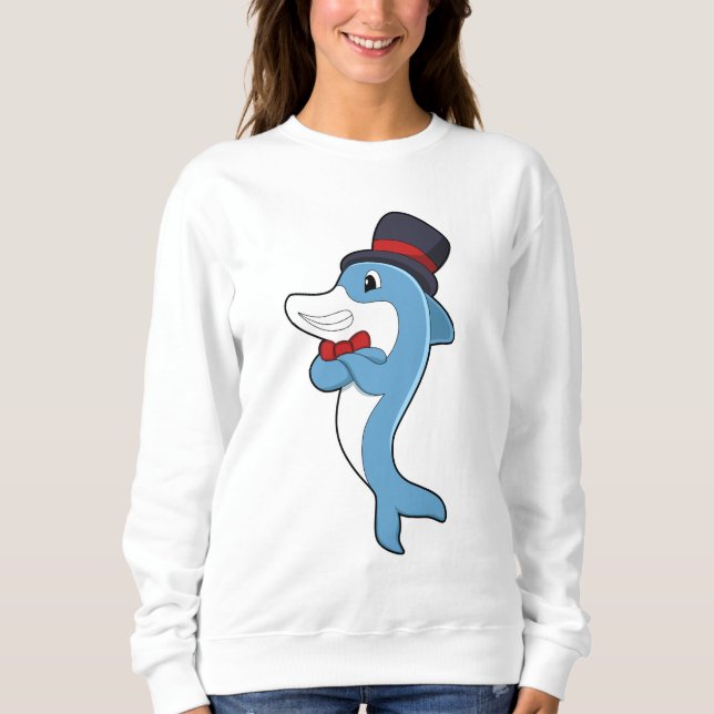 Dolphin als Gentleman mit Hat Sweatshirt (Vorderseite)