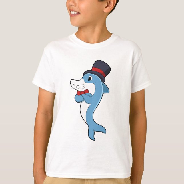 Dolphin als Gentleman mit Hat T-Shirt (Vorderseite)
