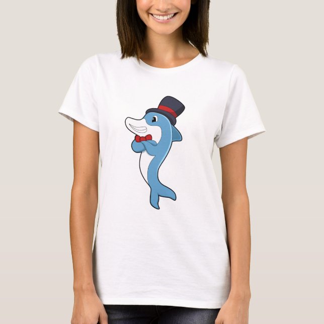 Dolphin als Gentleman mit Hat T-Shirt (Vorderseite)