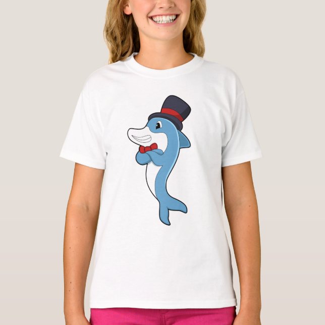 Dolphin als Gentleman mit Hat T-Shirt (Vorderseite)