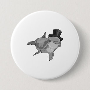 Dolphin als Gentleman mit Top Hut Button