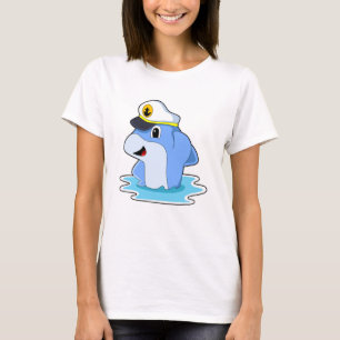 Dolphin als Kapitän mit Hut T-Shirt