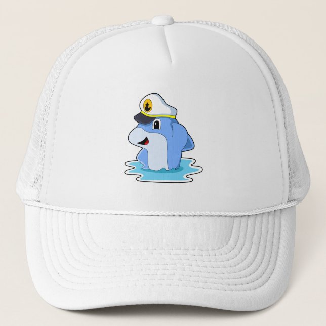 Dolphin als Kapitän mit Hut Truckerkappe (Vorderseite)