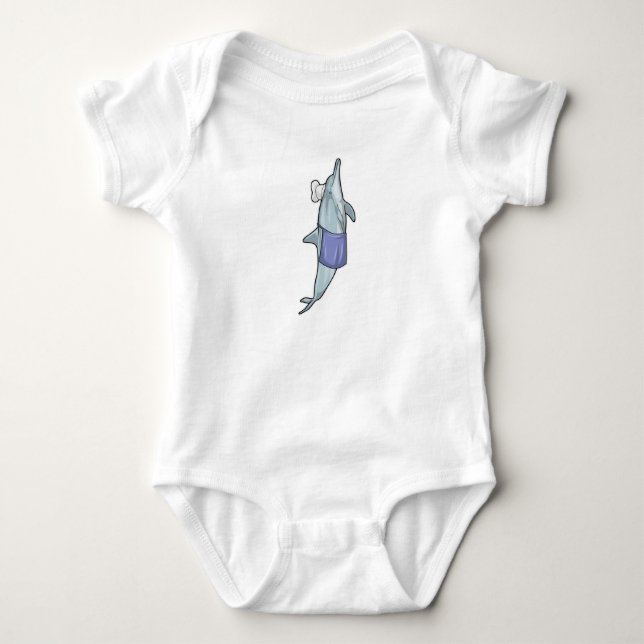 Dolphin als Koch mit Koch Hut Baby Strampler (Vorderseite)