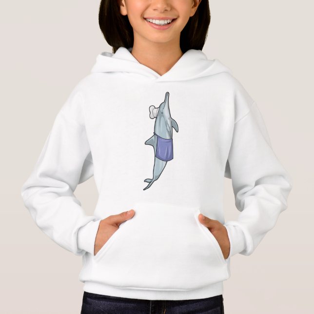 Dolphin als Koch mit Koch Hut Hoodie (Vorderseite)