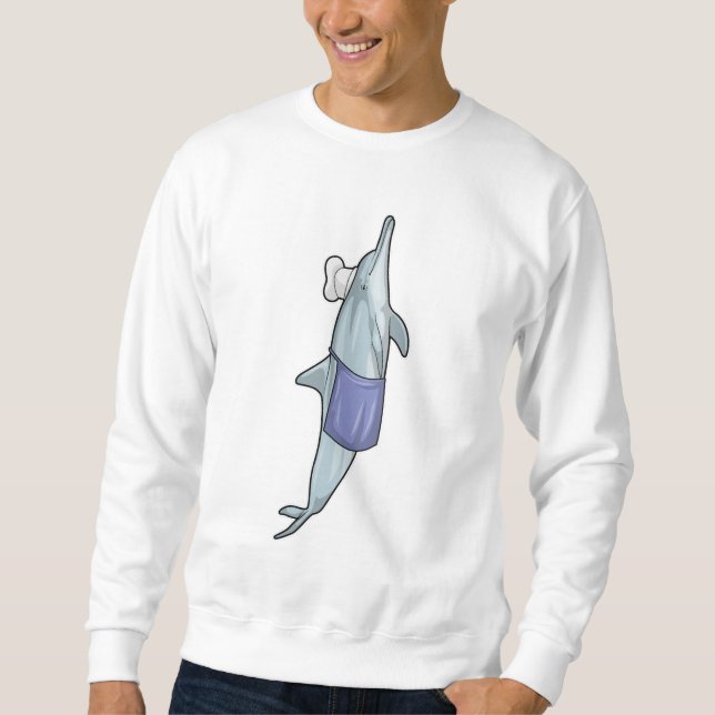 Dolphin als Koch mit Koch Hut Sweatshirt (Vorderseite)