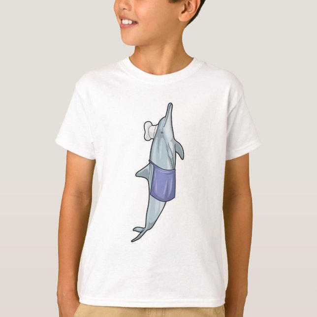 Dolphin als Koch mit Koch Hut T-Shirt (Vorderseite)