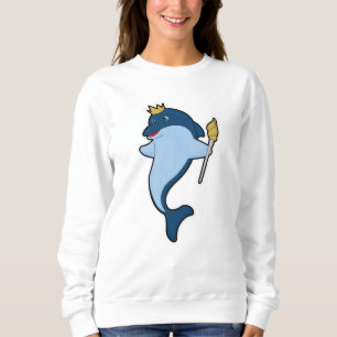 Dolphin als König mit Stab & Kronen Sweatshirt