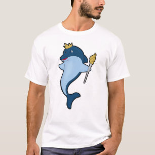 Dolphin als König mit Stab & Kronen T-Shirt