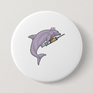 Dolphin als Krankenschwester mit Spritze Button