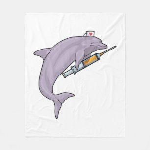 Dolphin als Krankenschwester mit Spritze Fleecedecke