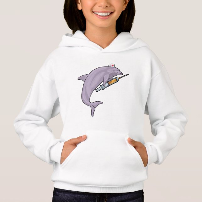 Dolphin als Krankenschwester mit Spritze Hoodie (Vorderseite)