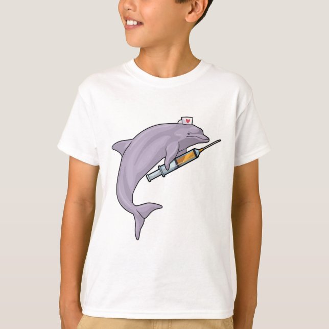 Dolphin als Krankenschwester mit Spritze T-Shirt (Vorderseite)
