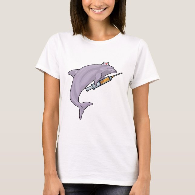 Dolphin als Krankenschwester mit Spritze T-Shirt (Vorderseite)