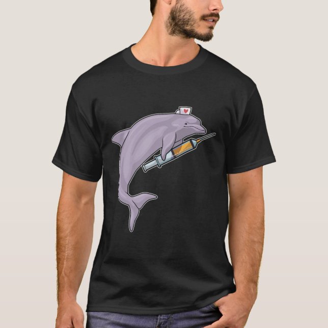 Dolphin als Krankenschwester mit Spritze T-Shirt (Vorderseite)