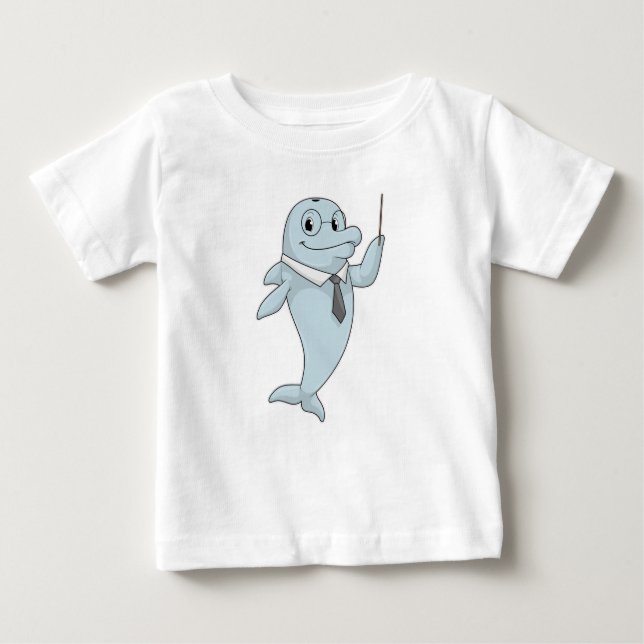 Dolphin als Lehrer mit Pointer Baby T-shirt (Vorderseite)
