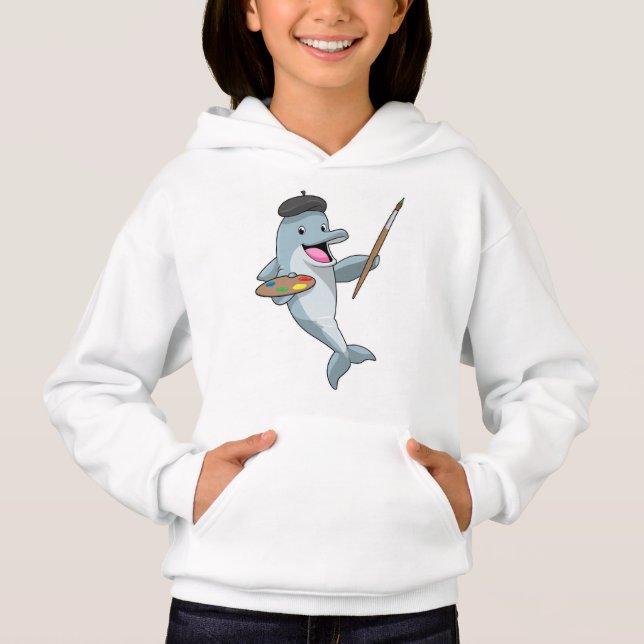 Dolphin als Maler mit Pinsel und Farbe Hoodie (Vorderseite)