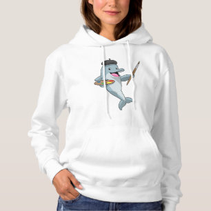 Dolphin als Maler mit Pinsel und Farbe Hoodie