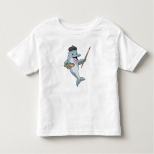 Dolphin als Maler mit Pinsel und Farbe Kleinkind T-shirt