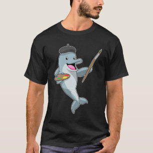 Dolphin als Maler mit Pinsel und Farbe T-Shirt