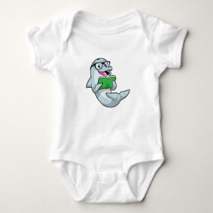 Dolphin als Nerd mit Brille & Book Baby Strampler
