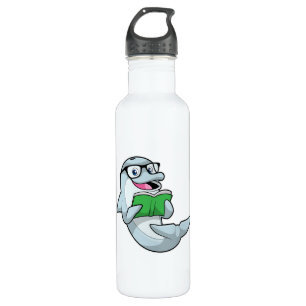 Dolphin als Nerd mit Brille & Book Edelstahlflasche