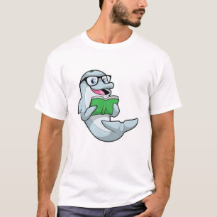 Dolphin als Nerd mit Brille & Book T-Shirt