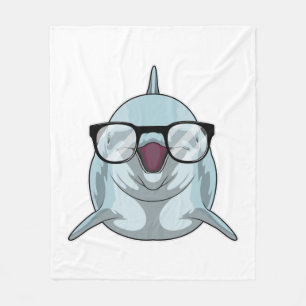Dolphin als Nerd mit Brille Fleecedecke