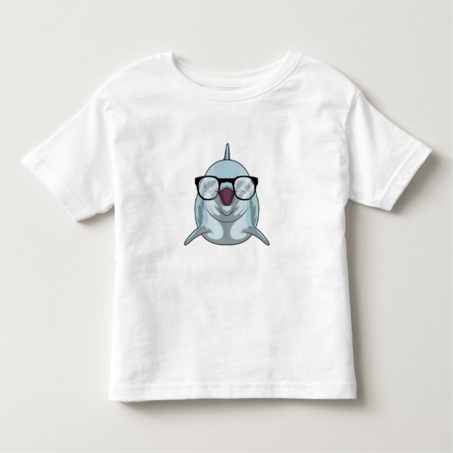 Dolphin als Nerd mit Brille Kleinkind T-shirt (Vorderseite)